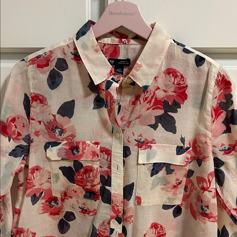 GAP Floral Button-Up Shirt - Pink and Navy - Picture 4 of 6